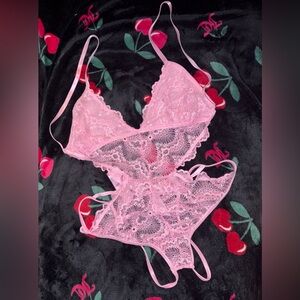 🔥5/$25🔥 New Pink Lace One Piece Lingerie Teddy Size XL
